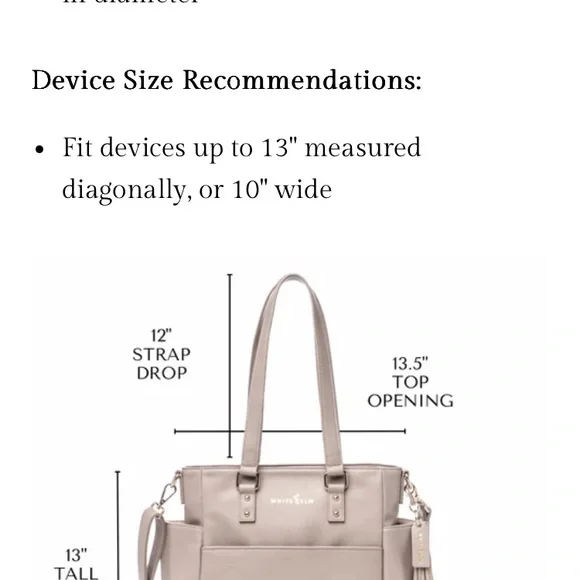 Sand Carina White Elm Tote Bag- NWT with long strap, dust bag! - Picture 8 of 8